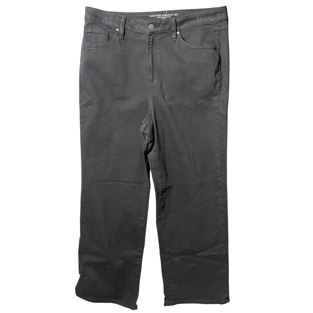 Chico's‎ Women's Size 14R High Rise Straight Leg Jeans Charcoal Gray Denim